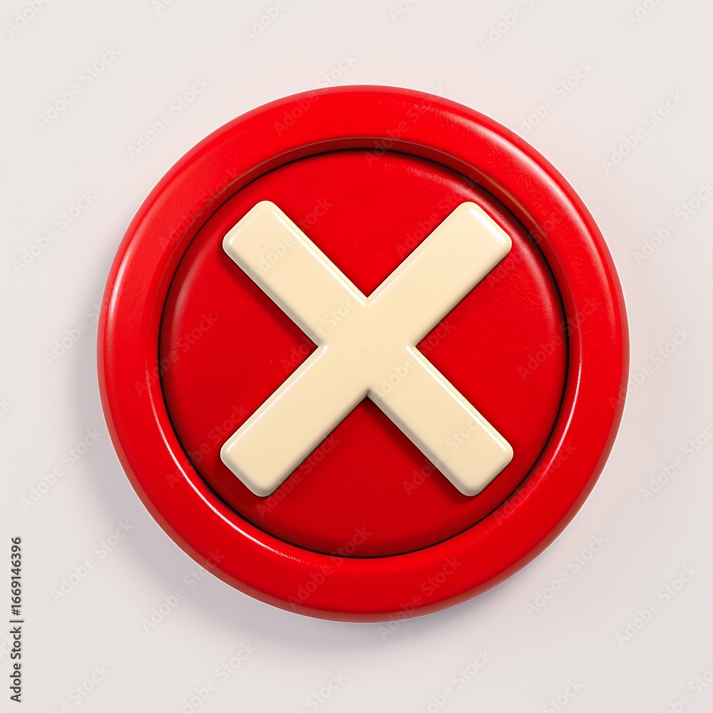 Fototapeta premium Red X Mark Icon A Visual Representation of Denial, Error, or Incorrectness.