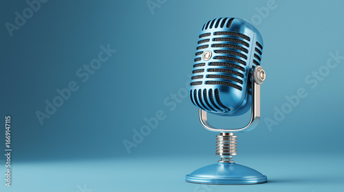 Vintage blue shure super 55 microphone perfect for music ads, podcasts, and retro themed designs on blue backgrounds. Great for musicrelated content.