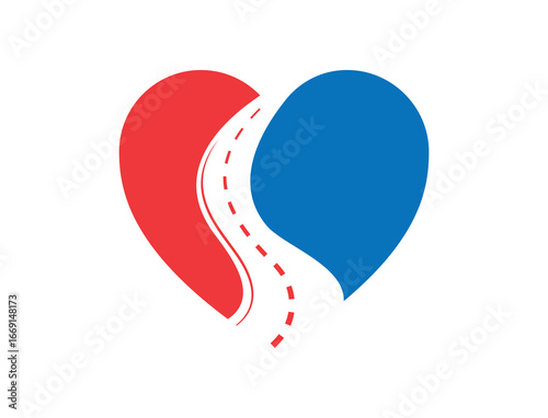 Road heart shape vector logo illustration