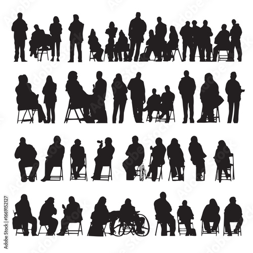 Audience silhouette set, Black & White silhouette set