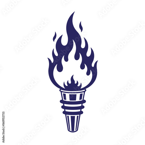 Silhouette of a burning torch depicting fire flame ideal for branding and symbols