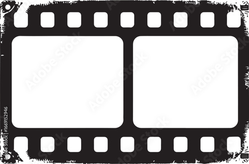 vintage distressed film strip vector template for cinematic photo border, ai eps png jpeg formats