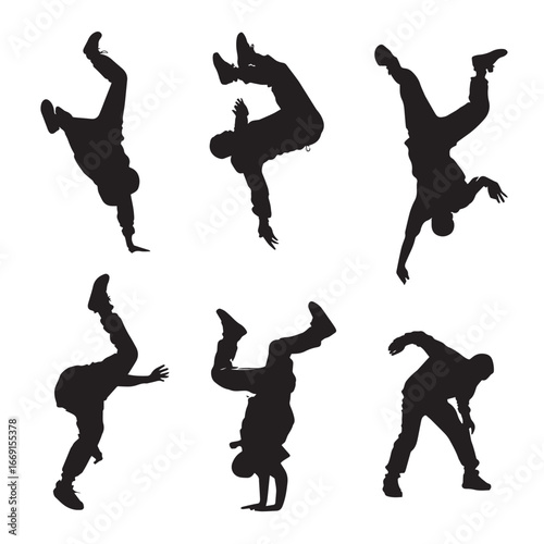 Backflip silhouette set, Black & White silhouette set