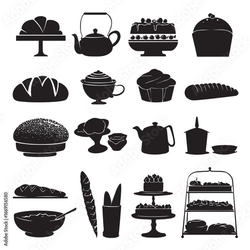 Bakery silhouette set, Black & White silhouette set