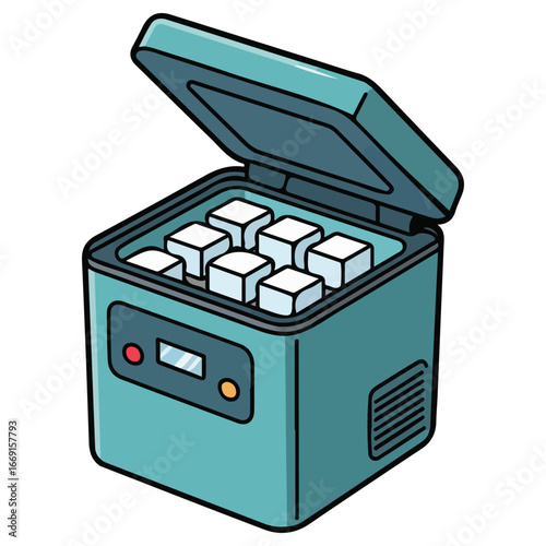 Ice maker machine appliance icon vector illustration isolated on white background