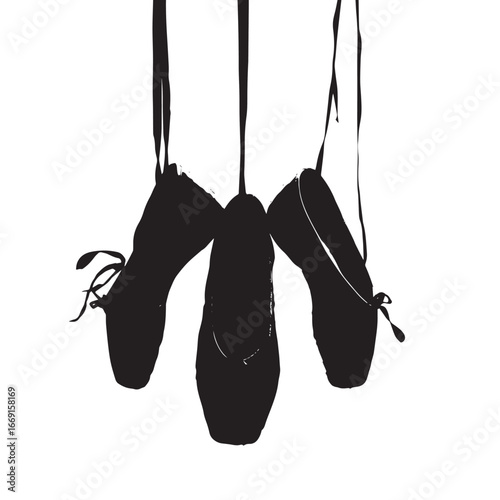 Ballet shoes silhouette set, Black & White silhouette set