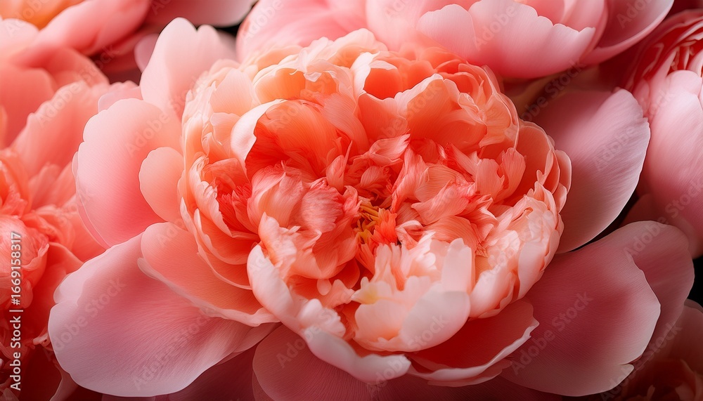 Fototapeta premium coral peony flowers background close up