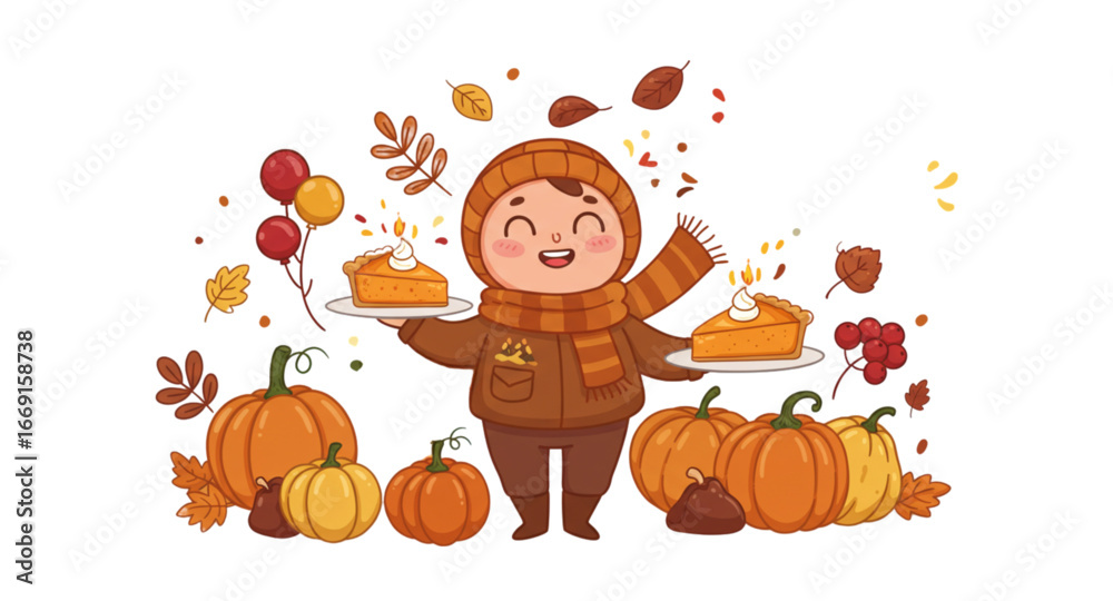 Fototapeta premium girl with pumpkins