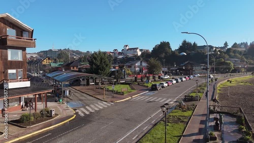Aerial view of the coast of Llanquihue lake in Puerto Varas