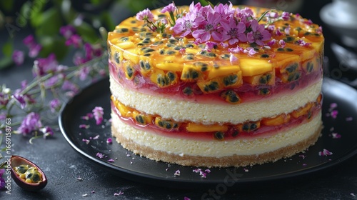 Wallpaper Mural This stunning layered cake features passion fruit and mango for a tropical dessert experience. Torontodigital.ca