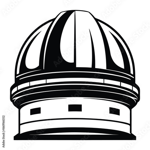 Monochromatic dome of an observatory designed for astrological research in silhouette