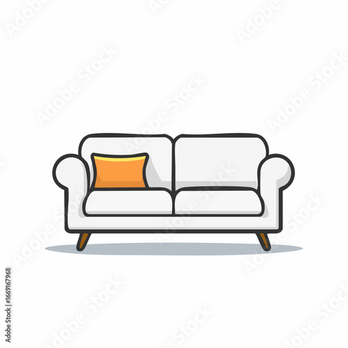 カウチソファーのシンプル線画アイコン