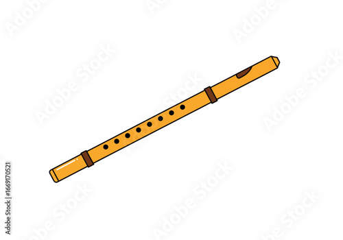Simple Wooden Flute Illustration.