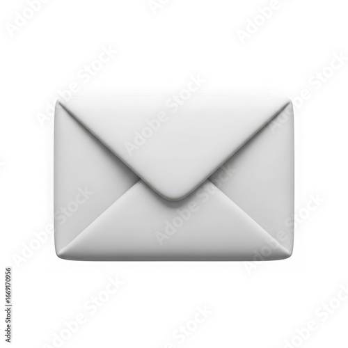 3d icon of a simple white envelope, isolated on a transparent background