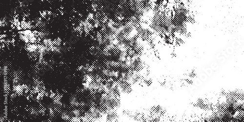 Black and White Halftone Grunge Dot Texture Overlay Background