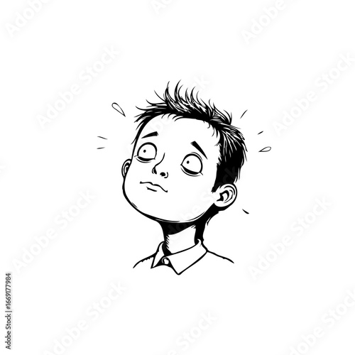 Boy's perplexed expression shows his overwhelming emotions and internal battles with chaotic