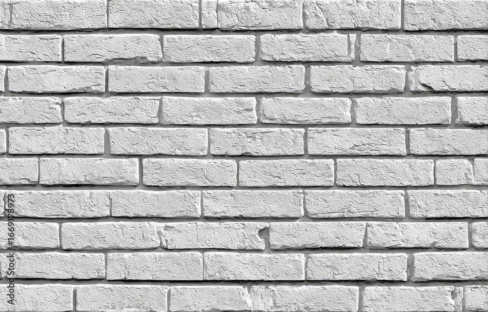 Fototapeta premium Light gray brick wall texture. Rows of rectangular bricks, evenly spaced, create a repeating pattern. The bricks are a light, almost white, gray color. 