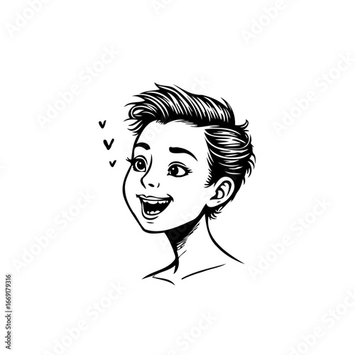 Enchanting glee portrait revealing pure innocence and joy in a stylish artistic monochrome