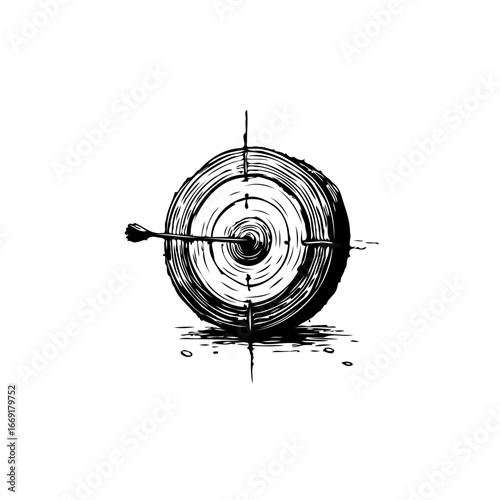 Focused precision concept achieved through a dart hitting center target illustration artfully