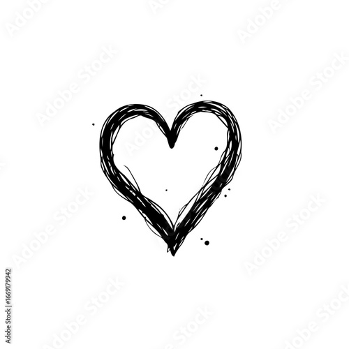 Hand drawn heart symbol with artistic imperfections showcasing raw emotive expressions conveyed