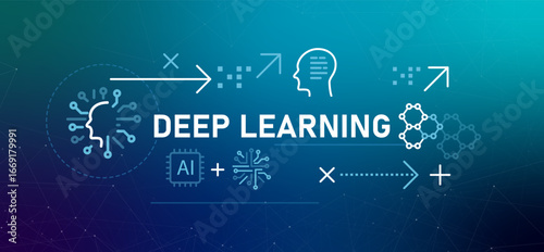 Deep Learning artificial intelligence and a brain-like structure neural networks concept of machine learning algorithms that mimic human brain to process data and recognize patterns