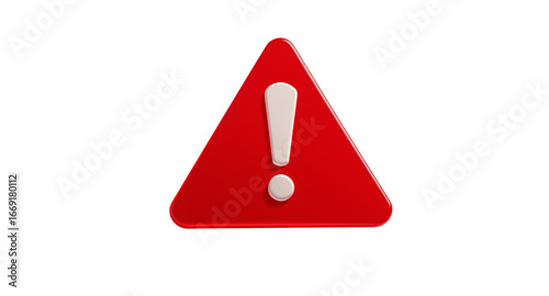 Red Warning Sign with Exclamation Point, Danger Alert Concept