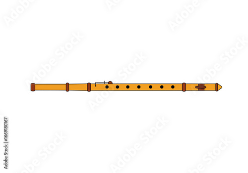 Detailed Illustration of a Traditional Indian Bansuri Flute.