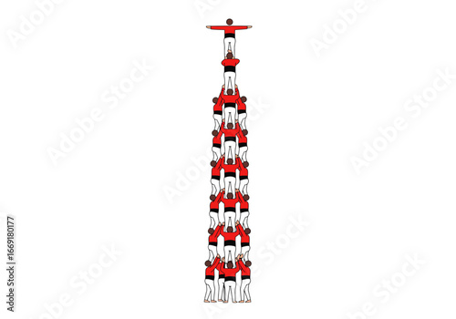 Human Tower Formation: Teamwork and Balance.