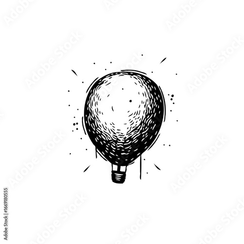 Illustration of a fanciful hot air balloon design against a white background featuring a black