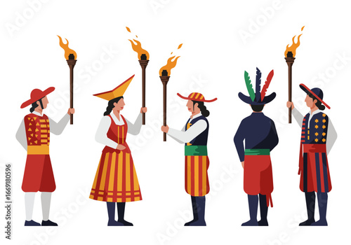 Spanish Traditional Costume Torchbearers.
