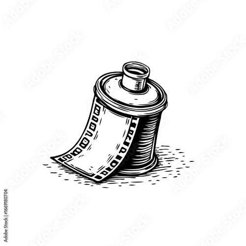Illustrative depiction of a vintage camera film roll showcasing the nostalgic essence of analogue