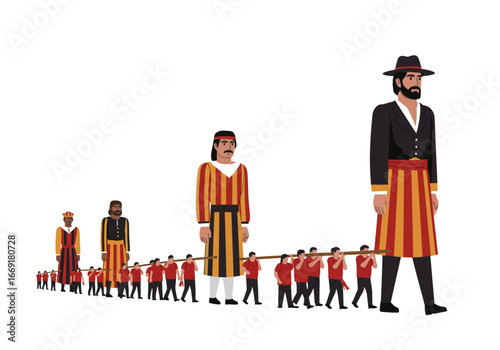 People in Traditional Clothing Pulling a Rope in a Cultural Event.