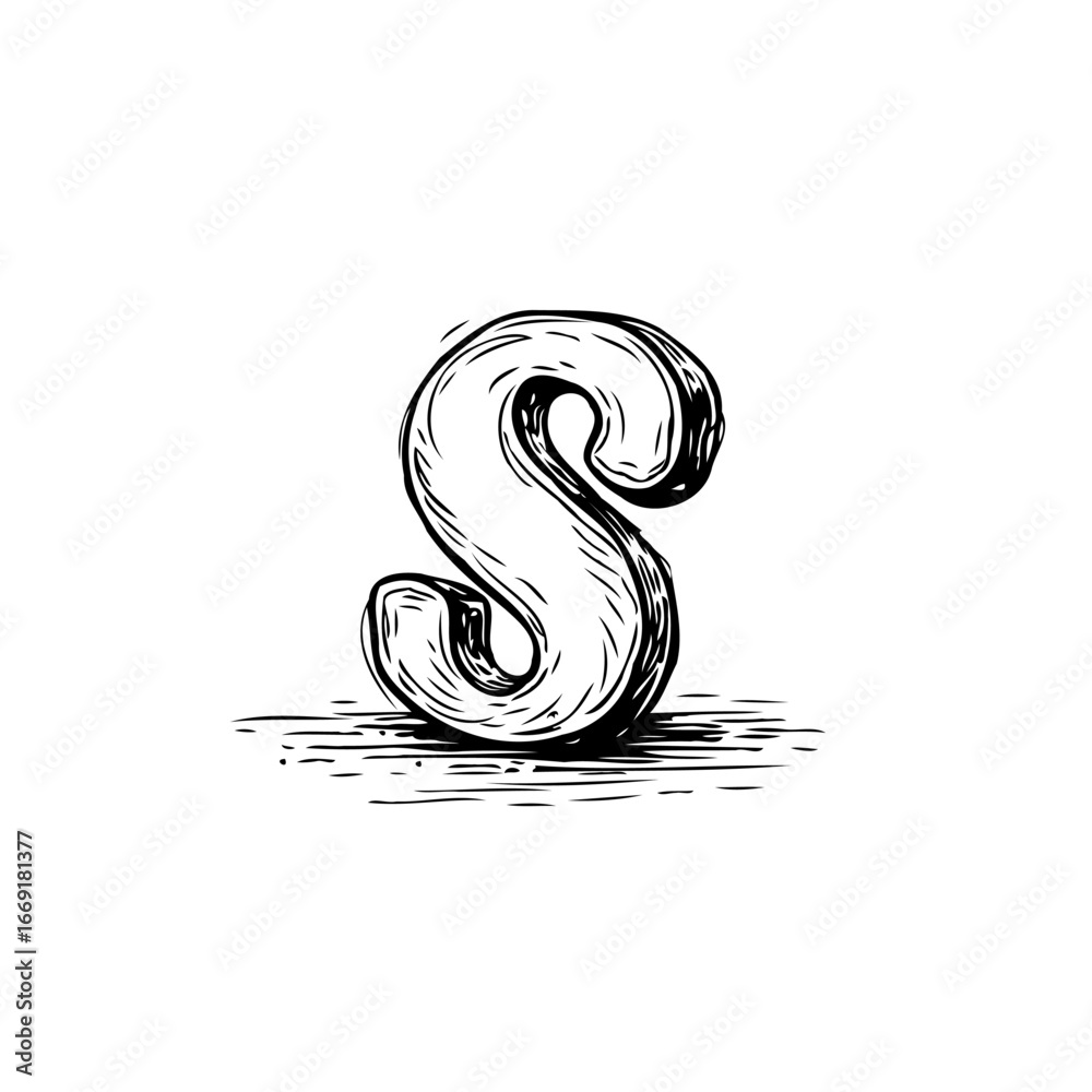 Fototapeta premium Letter S elegant engraving representing sophisticated typography and artistic design for graphic