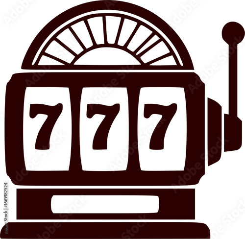 Black and white slot machine with 777 icon
