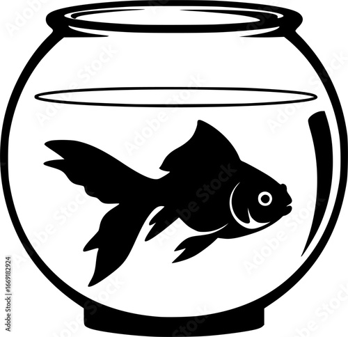 Goldfish in bowl silhoette vector art
