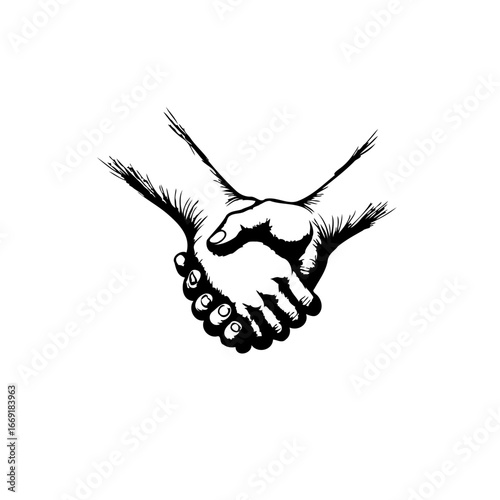 Stylized handshake symbolizing partnership unity collaboration support solidarity teamwork