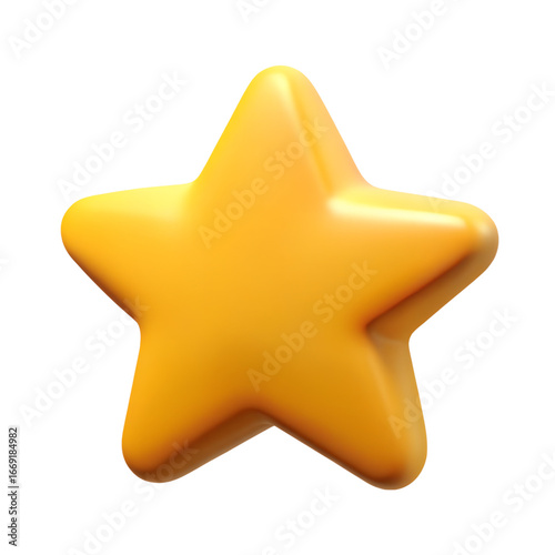 3D Glossy Yellow Star – Vibrant Photorealistic Plastic Illustration