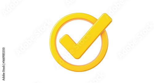 Yellow Check Mark Symbol on White Background