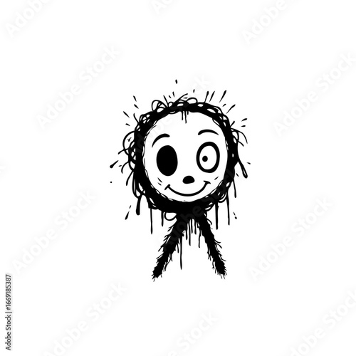 Whimsical doodle with eccentric eyes featuring a captivating chaotic charm for creative ventures