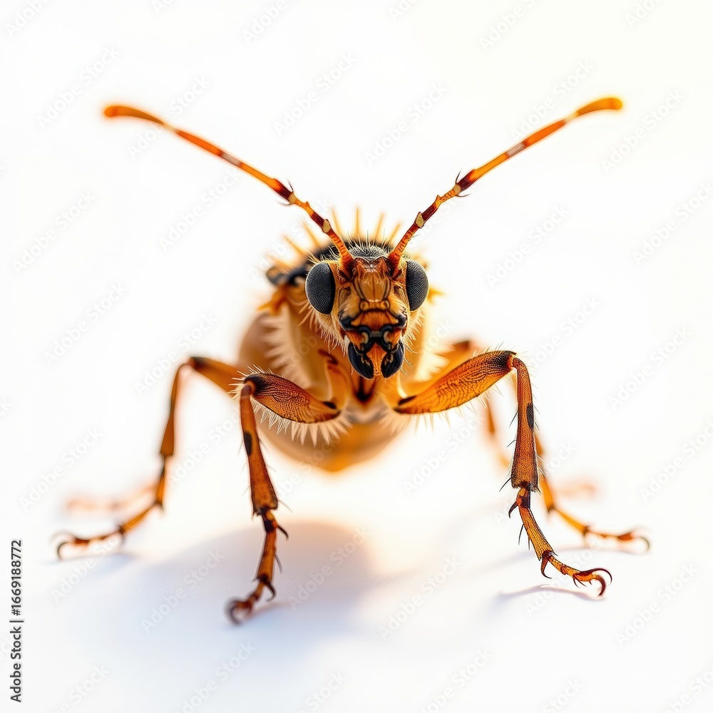 Fototapeta premium Closeup Insect with Delicate Hairs and Curved Antennae