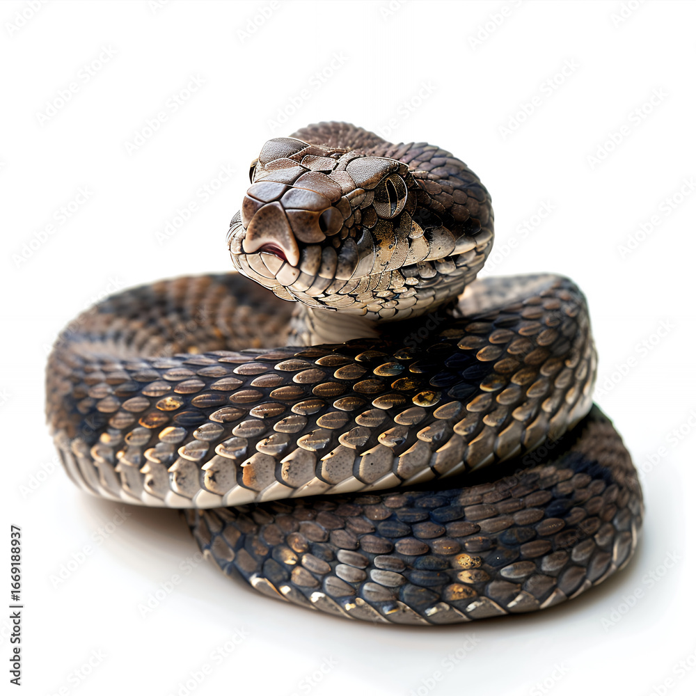 Obraz premium snake reptile animal rattlesnake viper venomous nature wildlife adder dangerous venom rattle poisonous danger poison with png white background isolated