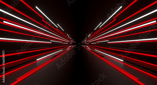 Wallpaper Mural Dynamic perspective view of a futuristic light speed tunnel with vibrant red and white beams moving rapidly Torontodigital.ca