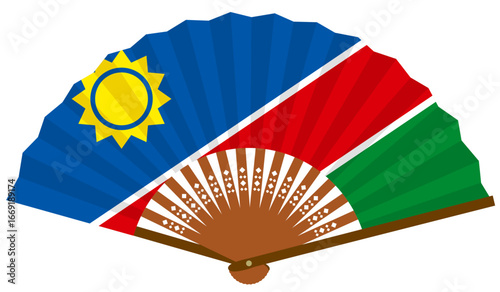 ナミビアの国旗柄の扇子