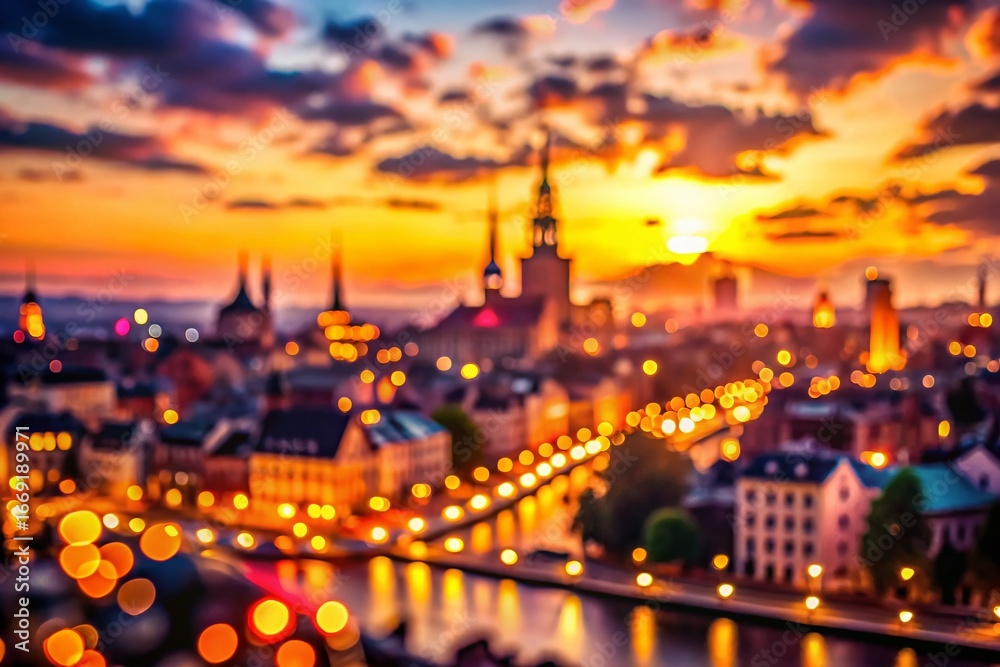 Fototapeta premium Bokeh Cityscape: Inspiring Travel Photography, Dreamy Urban Exploration