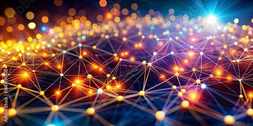 Global Network Connection: Bokeh Lights Representing Interconnected World