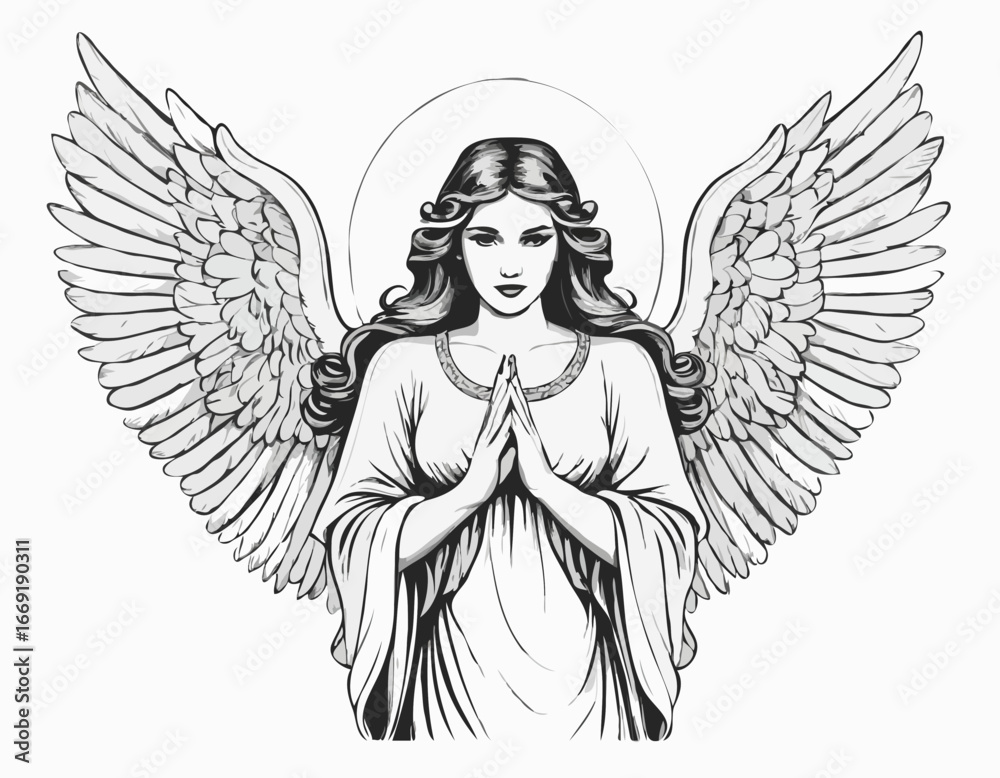 Angel retro sketch vector