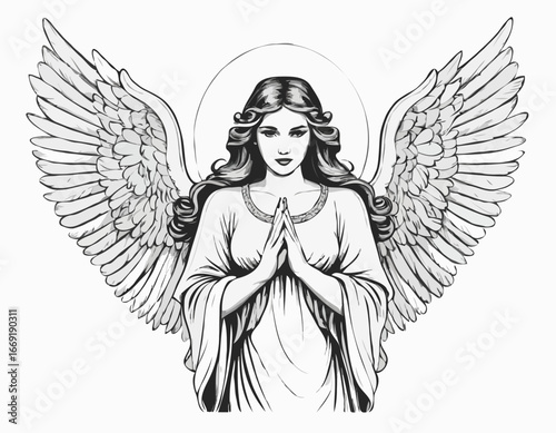 Angel retro sketch vector