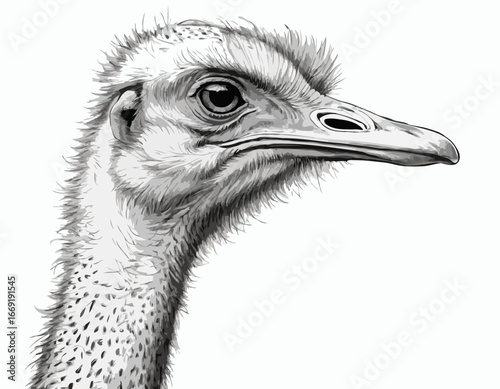 Sketch of an ostrich. illustration