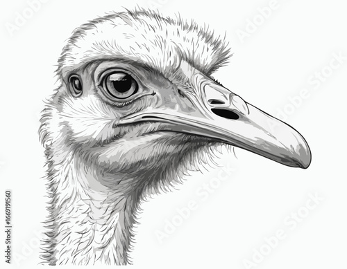 Sketch of an ostrich. illustration