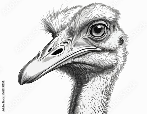 Sketch of an ostrich. illustration
